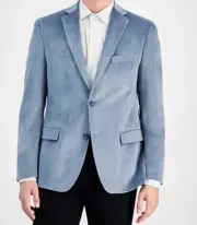 Alfani Light Blue Slim Fit Velvet Blazer Sport Coat Size 46 Regular NEW