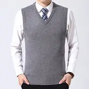 Men's Sweater Vest Dress Sweater Wool Sweater Pullover Sweater Jumper Ribbed Knit Knitted Solid Color V Neck Business Keep Warm Work Daily Wear Clothing Appare