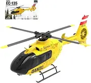 RC Brushless Helicopter, EC-135 1/36 2.4G 6CH Direct Drive Brushless Remote Control 3D/6G Helicopter Model, RC Aircraft for Adults (RTF Version/Yellow)