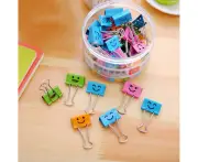 40 Pack 19Mm Smiling Binder Paper Clips/Mini Colored Metal Foldback Fun Clip Clamps With Cute Hollow Smile Face For Pictures Photos, Food Bags,