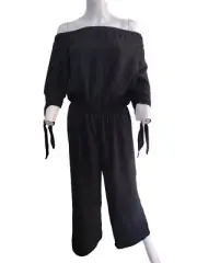 Mossimo Woman Medium Off The Jumpsuit Black Pull Over Elastic Waist