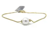 David Yurman 18k Yellow Gold Solari Single Pearl Station Bracelet Diamonds NWT
