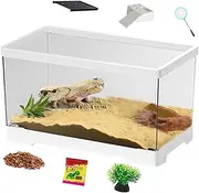 Turtle Tank Kit - Turtle Habitat | Aquatic Aquarium | Reptile Tank System | Bottom Drainage Aquarium Terrarium for Tortoise Hermit Fish Amphibians Snake Gecko Chameleon Frog