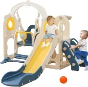 Kids Slide and Swing Set 7in1 Toddler Slide Playset with Adjustable Swing and D