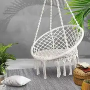Gardeon Hammock Chair - Portable Hanging Swing Large Hanging Rope Swing with 120kg Weight Capacity, Ideal for Indoor Outdoor Patio Backyard, Features Soft Cotton and Hand-Made Tassels, Cream