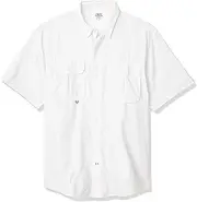 [IZOD] Men's Short Sleeve Beach Button Down Solid Shirt