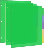 Amazon Basics 3 Ring Binder Dividers With 5 Tabs, Plastic Binder Dividers, Pack of 3 Sets (15 Dividers Total)