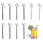 10 Pcs Glass Pyrex Drinking Straws Pack Round Head Design Reusable Ecofriendly -ys