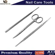 Nail File Manicure Pedicure Cuticle Scissors Nails Grooming Instruments Set Of 3