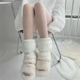 日系JK毛毛襪套翻口保暖仿皮草針織堆堆襪子女學生可愛小腿套春秋