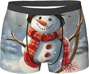 [QMNEHJ] Snowman Christmas Men's Boxer Briefs Breathable Stretch Underwear Moisture-Wicking Trunks for Men
