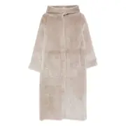[Simonetta Ravizza] Simonetta Ravizza Hooded Shearling Coat 40 IT NEUTRALS