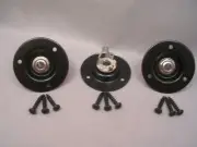 3 Jack Plates For Speaker Cab, Black 2" Round Metal With Screws And 1/4" Jacks