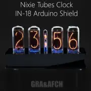 Nixie Tube Clock IN-18 Arduino Shield in Stylish Black Acrylic Case 12/24H Temp