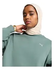 [Puma] Wardrobe Essentials Oversized Crew in Green Moon