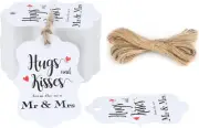 White Paper Gift Tags with String, 100PCS Wedding Favor Tags, 2X2.8 in Hugs and