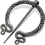 [NILLOS] Penannular Brooch Pins, 1 PCS Cloak Pin Clasps for Womens Shawl, Suit, Cloth, Dress Decorative Accessories (Antique Silver)