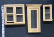 Dollhouse Miniature Exterior Door Full Window Panel 6033 + 2 windows 1:12 scale