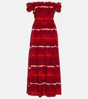 [Altuzarra] Altuzarra Printed off-shoulder silk midi dress AU 18 red