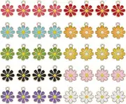 [WADORN] 40Pcs 10 Colors Enamel Daisy Flower Charms Alloy Small Flower Pendants Colorful Floral Dangle Charms Bulk Cute Hanging Pendant Ornament Craft Supplies for DIY Bracelet Earrings Jewelry Making,
