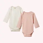 L/S Bodysuit Derby 2 Pack - Natural/Rose Bud by Nature Baby | the memo