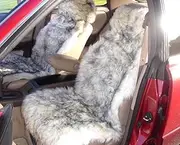 Starose New Zealand Genuine New Zealand Sheepskin Car Seat Covers Bucket Seat Covers, Universal Fit,2 Packs Grey Tipped (1 Pair)