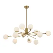 Foscani Twelve Light Opal Matt Glass Gold Pendant