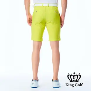 【KING GOLF】實體同步款-男款素面百搭修身彈性休閒短褲/高爾夫球短褲(綠色)