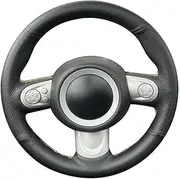 Pizgear Car Steering Wheel Cover, for MINI, for Cooper Car Accessories Non-Slip Artificial Leather Steering Wheel Braid Steering Wheel Cover(Black Light Blue Thread)