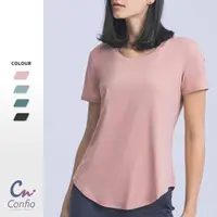 在飛比找momo購物網優惠-【Confio 康菲歐】素面簡約運動上衣-蜜柚色(機能 排汗