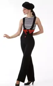 C'est La Vie Child X-Small New Dance Costume Mime Clown Jumpsuit with Suspenders