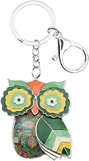 [BONSNY] Enamel Metal Chain Owl Key Chains For Women Car bag Charms Pendant Gifts