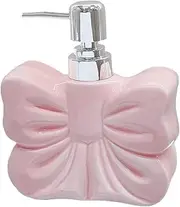 123Arts Lotion Dispenser Ceramic Soap Bottle, Bow Tie Relief Lotion Bottle with Pump,360ML