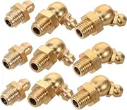 ERINGOGO 9pcs Copper Grease Fittings Kit Threaded Hydraulic Nipples for Automotive Excavator Maintenance Straight Assortment Compatible with Standard Vehicle Models