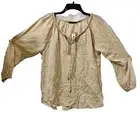 NWT Prana Verano Top Peasant Blouse Boho Festival Embroidered Cream XL
