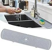 ZFanyun Kitchen Sink Splash Guard, Silicone Faucet Handle Drip Deflector Pad, Large Silicone Faucet Pad,Kitchen Sink Protector Accessories,Bathroom Sinks (45 cm Length)