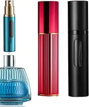 AsaNana Refillable Perfume Atomizer bottom refill charge visualization window mini luxury stylish empty 5ml fragrance bottle lightweight travel office aluminum atomiser(SAP-2P) (Red and Black)
