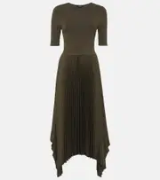 [Joseph] Joseph Darno asymmetric plissé midi dress AU 4 green