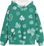 [Generic] Toddler Hoodie 2t Sweatshirts Spring and Autumn St. Day Personalized 3D Printing Retro Casual Sweatshirts with Pockets Children's Hooded Girls Full Zip Hoodie (Green, 6-7years)