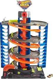 Hot Wheels ​ City Mega Garage Playset with Corkscrew Elevator & Storage for 60+ Cars, Includes 1 1:64 Scale Vehicle