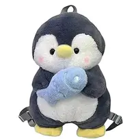 [Generic] Penguin Backpack For Women, Adjustable Shoulder Straps Penguin Stuffed Backpack, Simulated Creatures Doll Shoulder Purse For Festival Photo Props