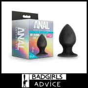 Anal Stout Plug - Large - Black 9.5cm x 5.1cm Girthy Large Butt Plug Silicone