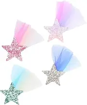 Hoement 4 pcs Bling Hair Accessories for Cute Meteor Hair Clips Sparkle Decorative Clips for Parties Birthdays and Daily Wear for Little Girl Hairstyles