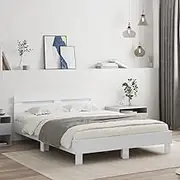 Bed Furniture Bed Frame with LED Without Mattress White 150x200 cm