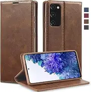 GoshukunTech Wallet Case for Galaxy S20 FE,for Samsung Galaxy S20 FE 5G Leather Flip Case with RFID Blocking Card Holders Stand Feature Cash Pocket Magnetic Cover[Brown]