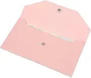JIYIN Cash Wallet, PU Leather Cash Envelope Reusable Waterproof Envelope Wallet Money Stuffing Wallets Organizer Retro Clutch Wallets for Women Men Budgeting Cash Check Billing, Pink