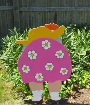 GRANDMA BENDING OVER GARDENING, WOOD OUTDOOR YARD ART SIGN, GARDEN DECORATION