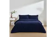 Dreamaker Jasper Teddy Fleece Quilt Cover Set Midnight Blue