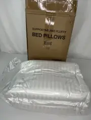 Oubonun Premium Striped Bed Pillows King Size Set of 2, Microfiber Filled