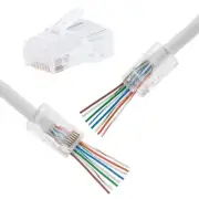 RJ45 Crimp End Pass Through Connector 8P8C UTP Network Plug CAT6 Cable Gold P...